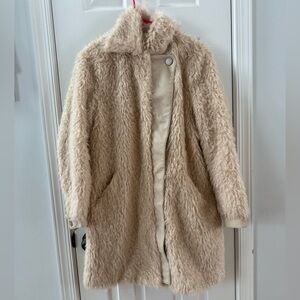 Guess faux fur/ Teddy bear jacket with leather accents & silver buttons